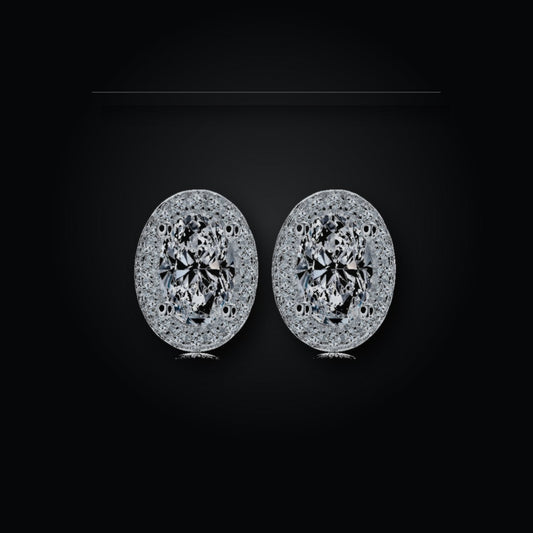 Iced Stud Earrings | 4*6 | Moissanite